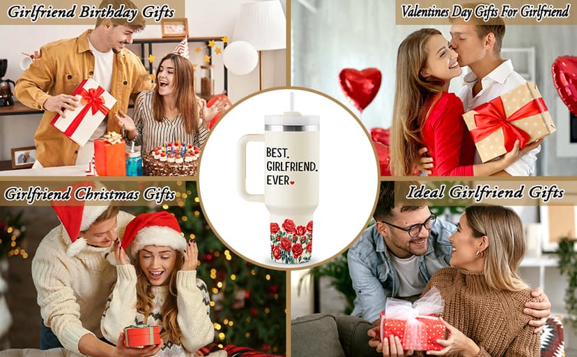 Anniversary, Christmas, Valentines Day Gift Ideas for Her - 40oz Travel Cup Insulated Tumbler with Lid & Straw Gifts for Girlfriend - Girlfriend Birthday Gifts for Women B0FVDQHKY6