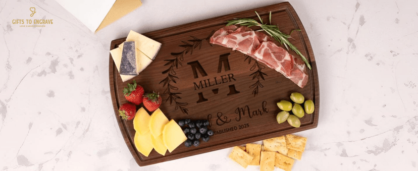 Personalized Wedding Gifts for Couples 2025, Custom Walnut Cutting Board for Kitchen, Personalized Bridal Shower, Best Wedding Registry and Engagment Gift