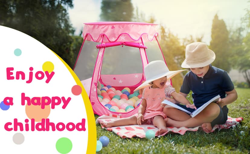 Pop Up Princess Tent with Star Light, Toys for 1 2 3 Year Old Girl Birthday Gift, Ball Pit for 12-18 Months Baby Girl Toys, Toddler Gift, Easy to Pop Up and Assemble(Pink)