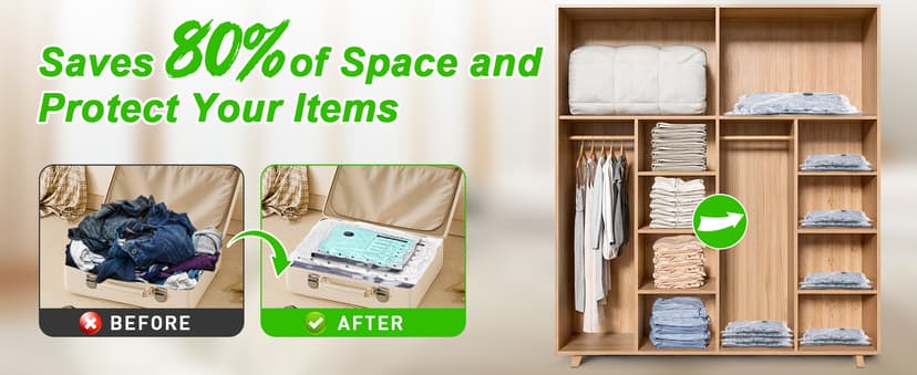 Vacuum Seal Bags for Clothing with Wireless Electric Pump - Travel & Home Use, 15 Pack Ideal Space Saver Vacuum Storage Bags, Travel Vacuum Bags for Luggage