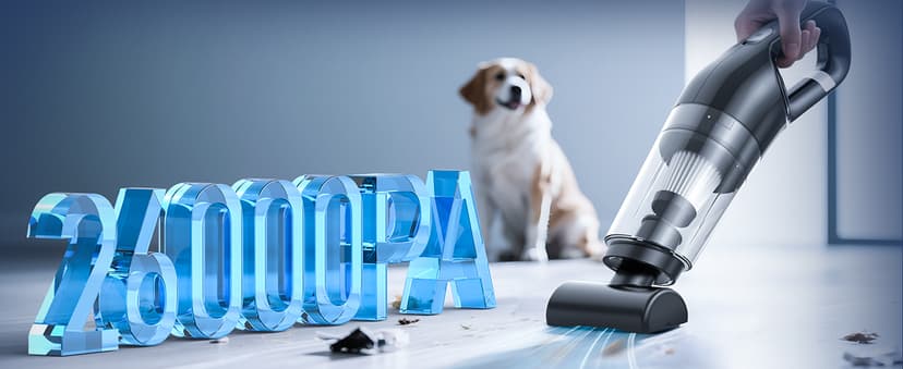 Handheld Vacuum Cordless, 26,000 Pa High Power Suction, Portable Rechargeable Car Vacuum Cleaner for Home, Pet Hair, Keyboard & Furniture, Black