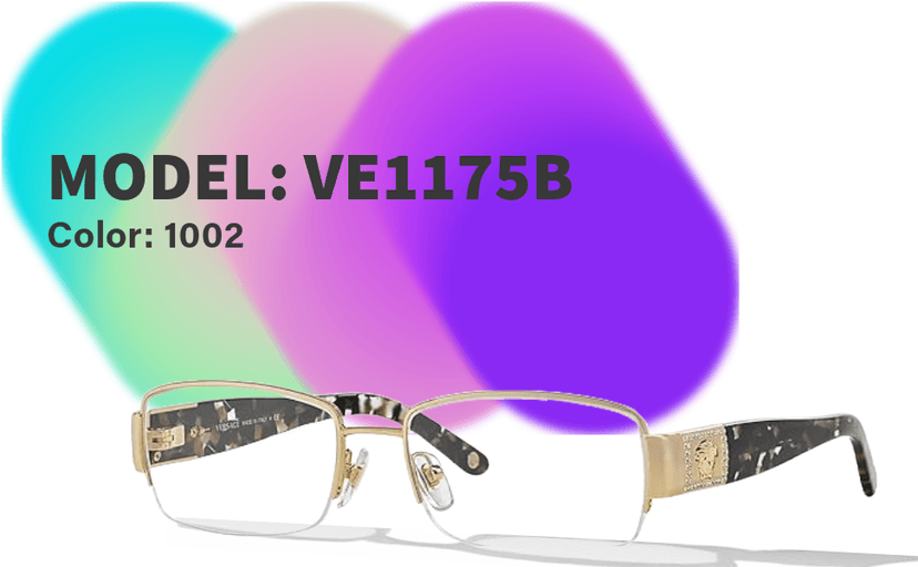 Versace VE 1175B Eyeglasses w/Gold Frame and Non- 53 mm Diameter Lenses,