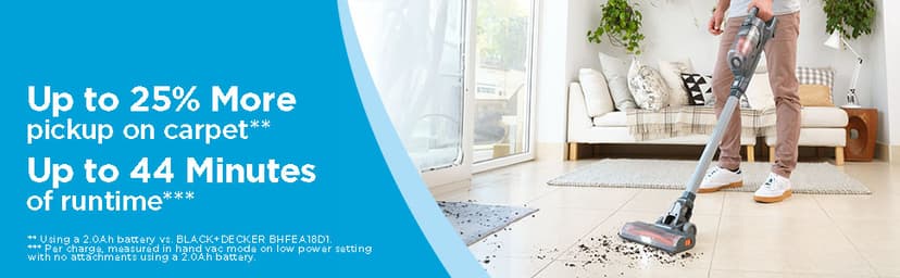 BLACK+DECKER POWERSERIES 20V MAX Cordless Stick Vacuum Cleaner, Household Vacuum Cleaners for Hardwood Floors and Carpet, LED Lights, Detachable, Anti-Tangle, Lightweight, Bagless (BHFEA18D1)