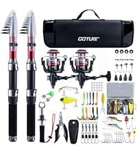 Goture Fishing Rod and Reel Combos,1.8M-2.7M Telescopic Fishing Pole Spinning Reel Line Lures Set with Carrier Bag,Telescopic Rod Kit for Starter Travel Saltwater Freshwater Gear Gift