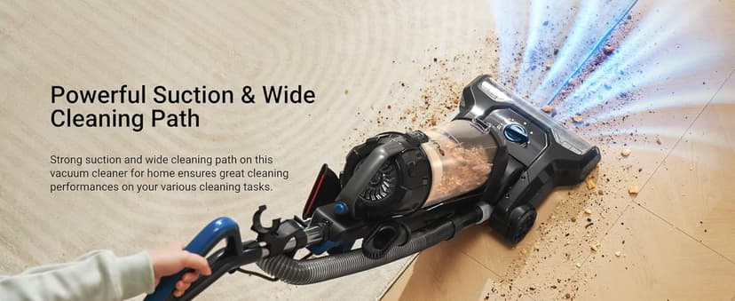 Eureka PowerSpeed Lightweight Upright Vacuum Cleaner for Carpet and Hard Floor, Powerful Bagless Upright Vacuum Cleaner for Home Pets, NEU181A, Blue