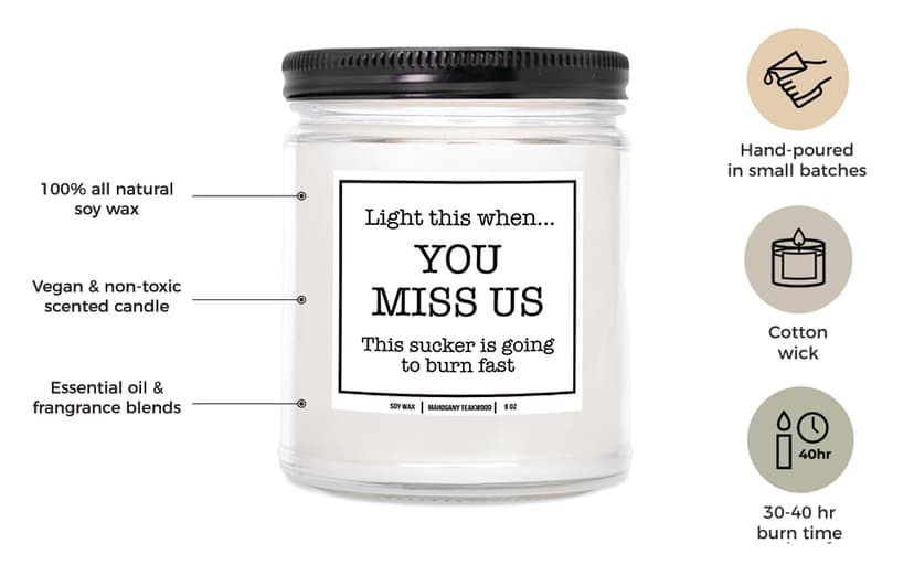 You Nique Designs Moving Away Candle 9 oz - Goodbye Gifts for Friends, Neighbors, Farewell Candles for People Moving, Going Away Gifts for Someone Moving Away (Mahogany Teakwood)