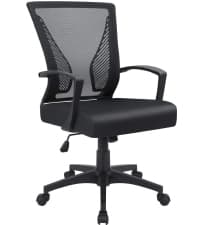 Furmax Office Chair Ergonomic Computer Desk Mesh Chair Mid Back Swivel Lumbar Support with Armrest (1, Black)