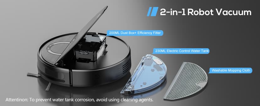 Robot Vacuum and Mop Combo, 2 in 1 Mopping Robotic Vacuum Cleaner with Schedule, Wi-Fi/App/Remote, Strong Suction, Self-Charging, Slim, Ideal for Hard Floor, Pet Hair, Low-Pile Carpet