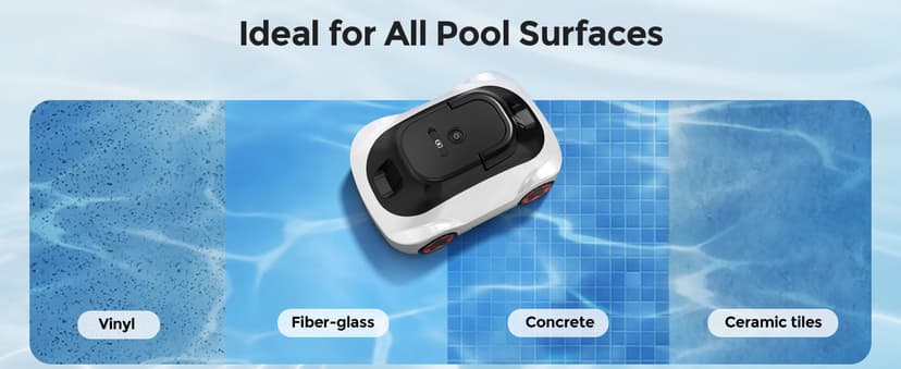 C5 Cordless Robotic Pool Cleaner with 180-Min Runtime, 2.7L Large Filter Basket & Self Parking, Pool Vacuum for Above-Ground Flat Pools up to 2200 Sq.Ft