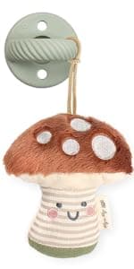 Itzy Ritzy Natural Rubber Newborn Pacifiers (Set of 2) – Baby Pacifiers with Cherry-Shaped Nipple & Large Air Holes for Added Safety; Set of 2 Binkies in Coconut & Toast (Ages 0 – 6 Months)