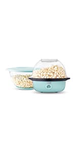 DASH Hot Air Popcorn Popper Maker with Measuring Cup to Portion Popping Corn Kernels + Melt Butter, 16 Cups - Aqua