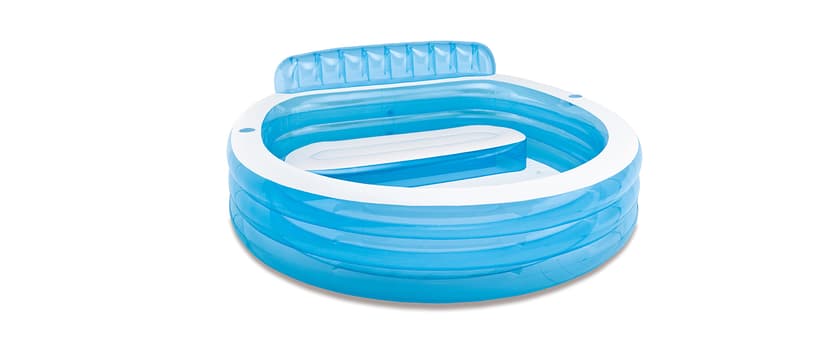 INTEX Swim Center Inflatable Family Lounge Pool: Built-In Bench – Cup Holder – 156 Gallon Capacity – 90" x 86" x 31" – Blue