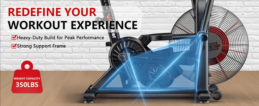 Air Bike, Wenoker Exercise Bike Air Resistance Stationary Bike for Home, Indoor Bike with Dual Action Handlebars, APP Connection Customizable Monitor