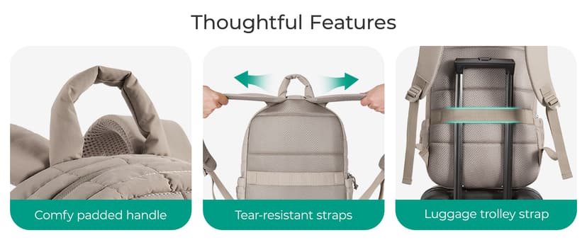 BAGSMART College Laptop Backpack, Travel Backpack for Women, Quilted Casual Daypack, Water-Resistant Bookbag for 15.6 Inch Laptop, Black