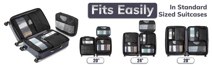 Veken 10 Set/8 Set Packing Cubes for Travel Essentials, Suitcase Organizer Bags in 4 Sizes, Carry-On Luggage Accessories with Large Laundry & Toiletry Bag, Must-Have for Airplane, Road Trip & Camping