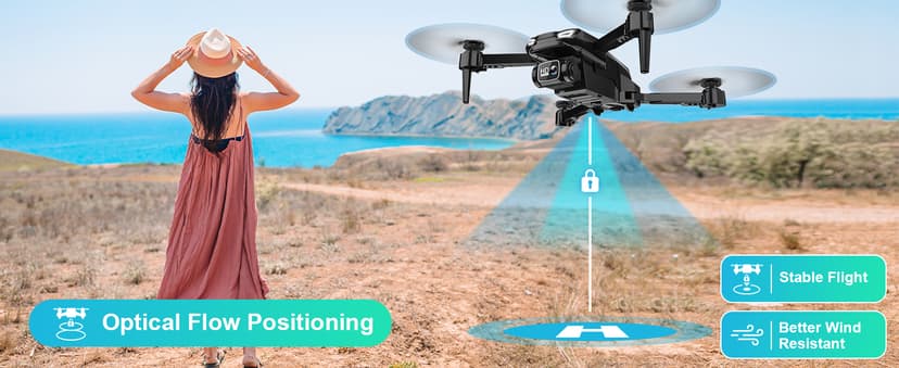 Drone with 1080P Camera, Foldable Remote Control Quadcopter for Adults Beginners, Mini Drone with Stable Hover, Waypoint Fly, 3D Flips, One Key Start, 2 Batteries, Easy to Fly Indoors & Outdoors
