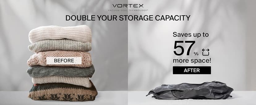 Black Voyage Reusable Vacuum Compression Travel Bag for Carry-On Suitcase and Backpack, Recycled IP67 Waterproof Space Saver Vacpack (2-Pack, 18L - Pump Included)