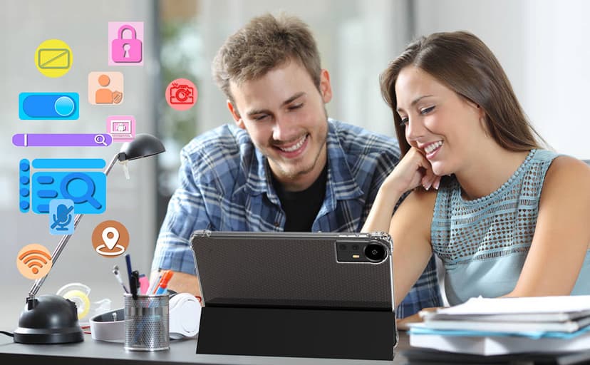 CUPEISI Android 15 Tablet 10 Inch, 20GB RAM+128GB ROM/2TB Expandable, 2.0GHz Quad-core Processor, 1280*800 HD Screen, 5G WiFi6 BT 5.0, 2 in 1 Tablets with Keyboard Case Mouse Stylus, Widevine L1 Black