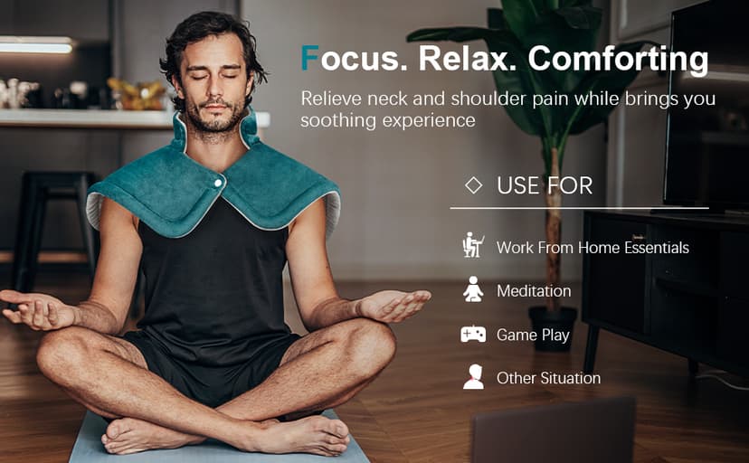 Heating Pad for Neck and Shoulder Pain Relief, Birthday Christmas Gifts for Women Mom Wife, 2lb Heated Neck Wrap Warmer for Daily Comfort, 6 Heat Settings 2 Hours Auto Shut Off, 17x23 inch, Blue