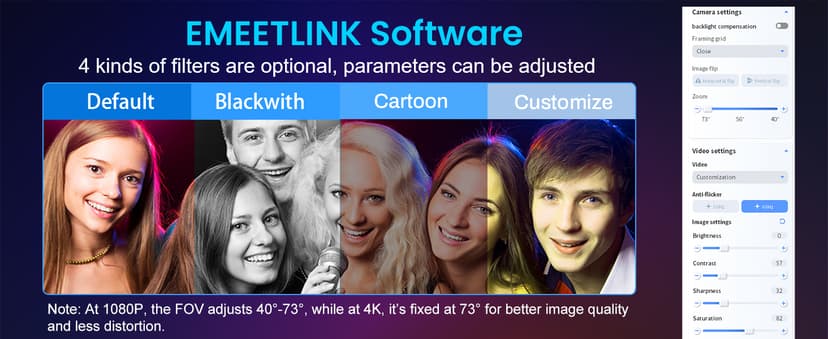 EMEET S600 4K Webcam for Streaming - Sony 1/2.55'' Sensor, PDAF Autofocus, 1080P@60FPS, 2 Noise Reduction Mics, Built-in Privacy Cover, 73° FOV, Streaming Camera for Live Commerce/Gaming/Beauty