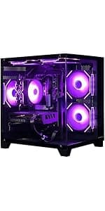 ALCPOK PC Gaming Desktop AMD Ryzen 7 5700G RAM 16G 3200MHz DDR4 1TB M.2 Prebuilt Computer Tower 550W Bronze Power Supply ARGB Air Colling Computer for Office Game