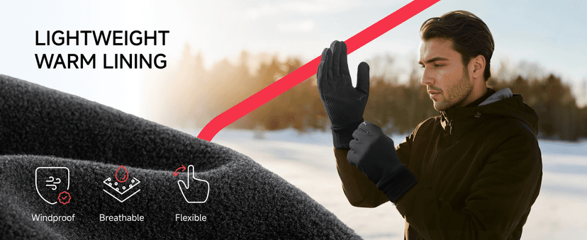 TRENDOUX Winter Gloves for Men Women: 100% Waterproof Windproof Thin Touchscreen Gloves Anti-Slip, Mens Womens Warm Lightweight Glove Polar Fleece Lined for Driving Running Riding Cycling Typing
