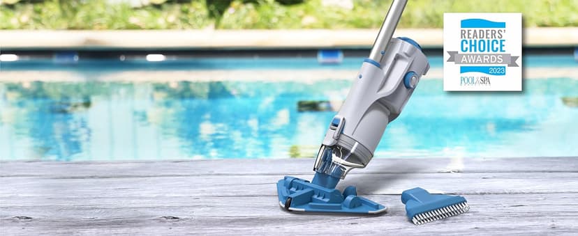 KOKIDO 2025 Cordless Pool Vacuum with 72” Pole, Standard & Fine Interchangeable Filters, Ideal for spot Cleaning, 2 Vac Heads, Spot Clean, for Small Above & Inground Pools, Spas Hot Tubs XV320