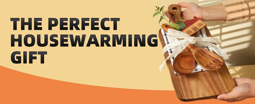 The Perfect Housewarming Gift! Wooden Cutting Boards Set with Utensils & Napkin - Charcuterie, Cheese, Serving Tray for New Home, Kitchen Decor B0GFL2Y7QD