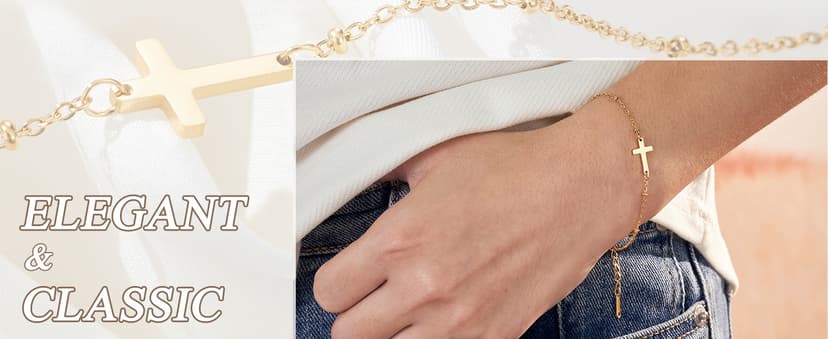 Religious Gifts Adjustable Dainty Cross Bracelet, Easter, Mother's Day, Christmas, Birthday, Lobster Clasp, 6.5" + 2" Tarsus Cross Bracelet for Women, Christian Gifts for Women B0FY3CMRT7