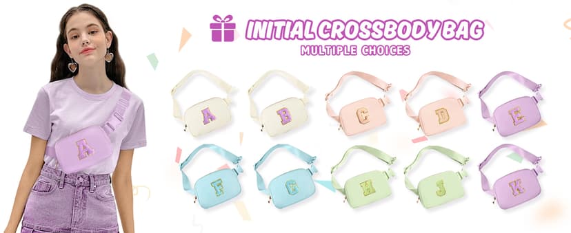 Gitus Gifts for 8 9 10 11 12 Year Old Girls Belt Bag Fanny Pack Crossbody Bags with Initial Letter Patch Cute Stuff Birthday Gifts for Teen Girls Women Personalized Trend Stuff (Lavender-E)