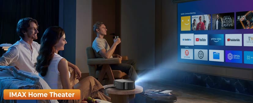 4K Projector with Wifi and Bluetooth, ELEPHAS Outdoor Movie Projector with NETFLIX/Prime Video/YouTube Built-in, 100,000+ Apps Supported, Video Projector Compatible with HDMI/USB/iOS/Android/Windows