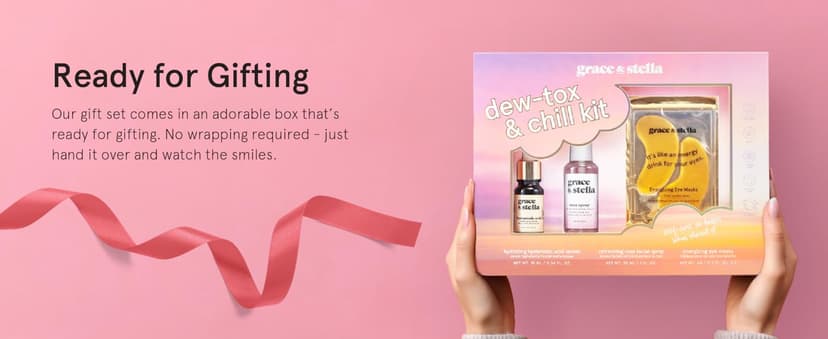 grace & stella Award-Winning Skin Care Set - Birthday Gifts for Women - Travel Essentials with Gold Eye Masks, Hyaluronic Acid Serum & Rose Spray - Bachelorette Party Favors, Teen Girl Gifts - Vegan