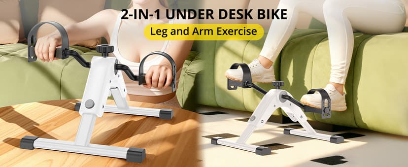 MOMODA Under Desk Bike Pedal Exerciser with LCD Display Portable Mini Exercise Bike for Arm and Leg