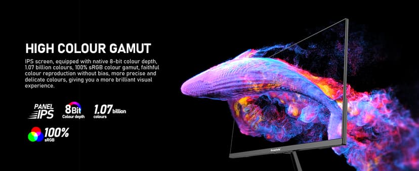 Gawfolk 27 inch IPS 2K QHD (2560×1440) Computer Monitor 75Hz Gaming PC Screen, 1ms,Adaptive Sync,100% sRGB, 1.07 Billion Colours,Built-in Speaker,Display 1.4、Port HDMI2.0, Black