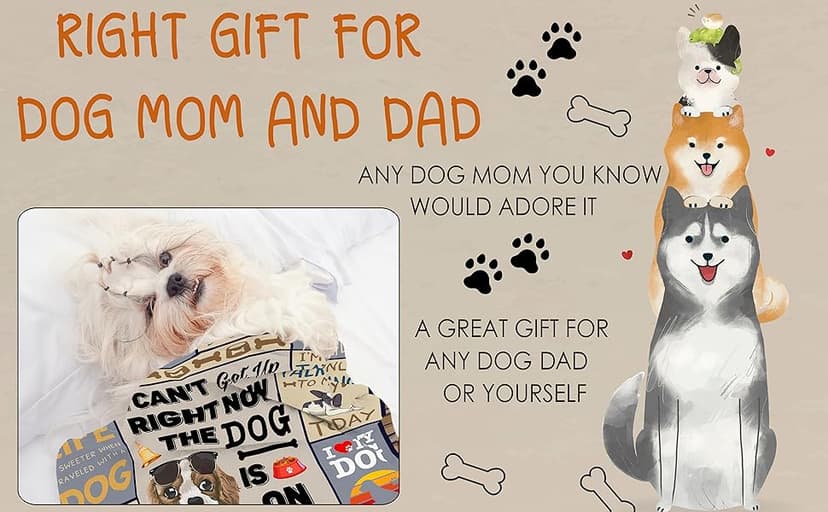 Dog Mom Gifts for Women, Dog Lovers Gifts, Presents for Dog Lovers/Moms Women, Doggie Blanket 50"x60", Presents from Doggie to Mom