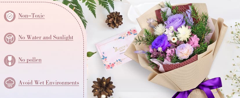 Preserved Flowers Bouquet, Flowers for Delivery Prime, Birthday Gifts for Women, Wife, Mother, Her (Purple)