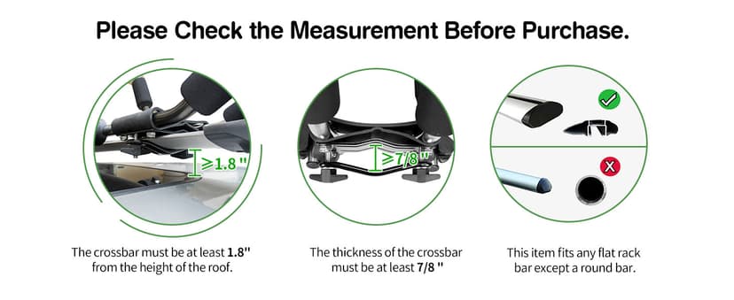 Leader Accessories Folding Kayak Rack 4 PCS/Set J Bar Car Roof Rack for Canoe Surf Board SUP On Roof Top Mount on SUV, Car and Truck Crossbar with 4 pcs Tie Down Straps