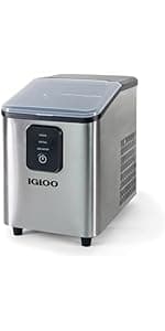 Igloo Portable Ice Maker with Scoop - Countertop Ice Maker with LED Control Panel & 1.5 Quart Water Tank - Ice Cube Maker Produces 26 Lbs. of Ice in 24 Hours with 9 Large or Small Cubes in 7 Minutes