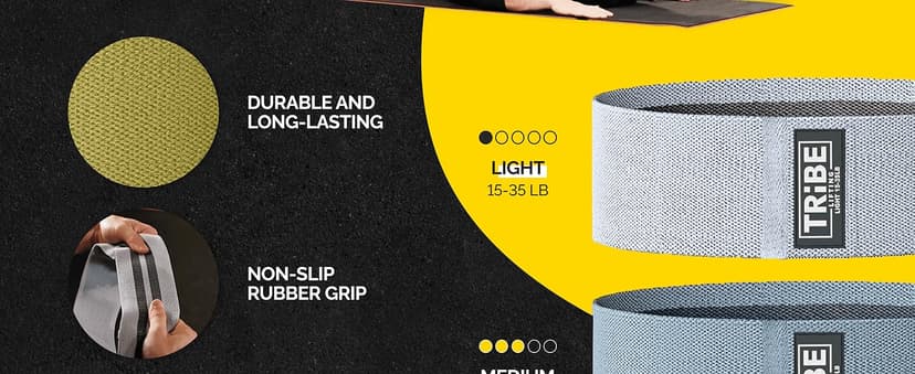 Tribe Lifting Fabric Resistance Bands for Legs - Workout Bands Resistance Bands for Men and Women - Booty Bands for Working Out - Exercise Bands Resistance Bands Set - Elastic Bands for Exercise