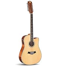 Vangoa 12 String Guitar Acoustic Electric, Upgraded Guitar 12 Strings Bundle for Beginner Intermediate Adults Teens, Guitarra de 12 Cuerdas, Spruce Top Bone Nut, Black, Matte