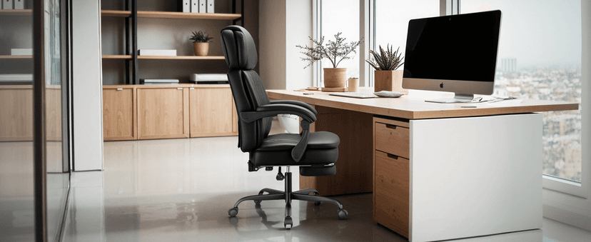 400lbs Executive Office Chair with Foot Rest for Heavy People, Ergonomic Big and Tall Desk Chair with Adjustable Headrest, High Back PU Leather Comfy Heavy Duty Computer Chair with Spring Cushion