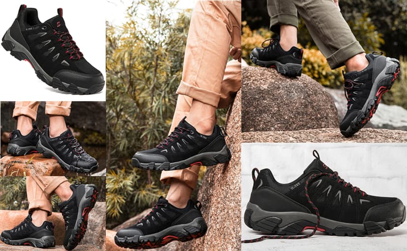 SHULOOK Men's Waterproof Hiking Shoes Lightweight Anti Slip Outdoor Ankle Boots Breathable Hike Trekking Trails Shoe