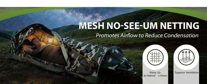 GEERTOP Ultralight Single Person Bivy Tent for Camp Waterproof 1 Man Tent for Camping Hiking Backpacking Hunting Outdoor Survival Gear - Easy Set Up