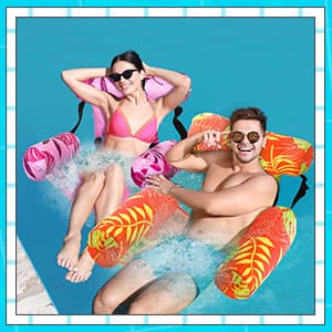 Inflatable Pool Floats Adult Floating Lounge Chairs Blow up Pool Noodles for Adult Heavy Duty Swimming Tropical Plants Fun Pattern Floating Chair for Summer Water Beach Lake Party