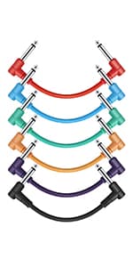 Donner 6 Inch Guitar Patch Cable Guitar Effect Pedal Cables Black 6 Pack