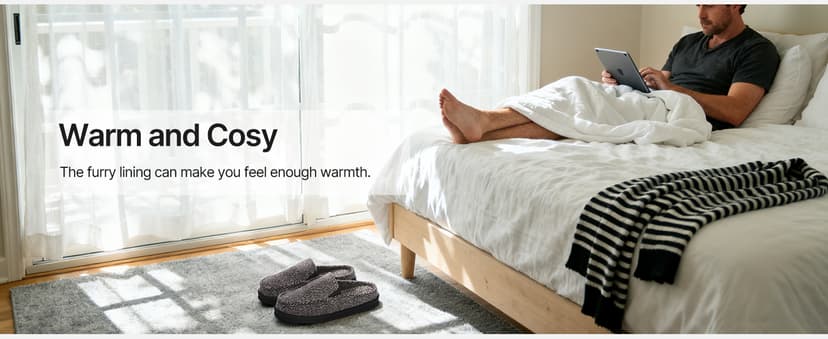 ATHMILE Mens Moccasins House Slippers Slip-on House Shoes with Warm Furry Faux Fur Cotton-Blend High-Density Memory Foam Non-Slip Sole for Indoor Outdoor