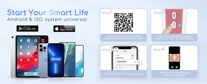 Blackhead Remover Vacuum, USB Interface Type Pore Vacuum, Black Head Extractions Tool with Camera for Men and Women Pore Cleaner, 3 Adjustment Modes & 6 Suction Heads(Light Pink)