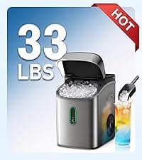 Silonn Ice Makers Countertop, 44lbs Per Day, 2 Ways to Add Water, Auto Self-Cleaning, Stainless Steel Ice Machine for Home Office Bar Party