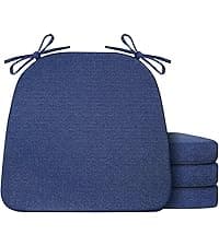 IASEAHK Chair Cushions for Dining Chairs, Seat Cushions for Kitchen Chairs, Indoor Seat Cushions with Ties, Tufted Foam Chair Pads, Non Slip Chair Cushions Set of 4, 15.5" x 15.5" x 4", Navy Blue
