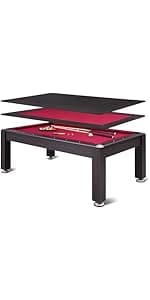 RAYKEEP Foldable Multi Game Table, 4-in-1 Combo Game Table Set with Ping Pong, Hockey, Pool Billiards and Foosball for Adults, Home, Game Room, Friends & Family
